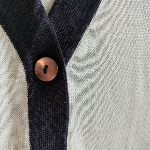 Mint and Navy Escalier Cardigan - Picture 3 of 17
